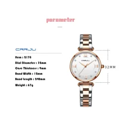 RelojesCRRJU - reloj de lujo de moda - Cuarzo - resistente al agua - acero inoxidable