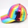 Rainbow baseball cap - patent leather - hip-hop styleHats & Caps