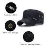 Retro flat hat with visor - washed cotton / leather-trimmedHats & Caps