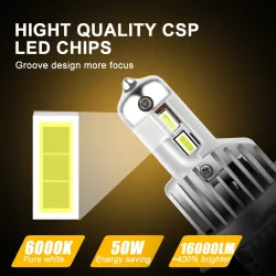 H1Bombilla LED coche / moto - 6000K - chip CSP - H1 / H3 / H7 / H11 / H4/9003/HB2 Hi/Lo / 9006/HB4 - 2 piezas