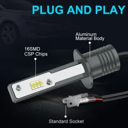 H3Bombilla LED para coche - superbrillante - H1 / H3 - 20W - 6000K - 2 piezas