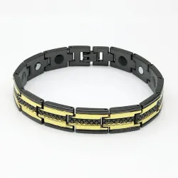 PulseraPulsera magnética Trendy negra / dorada - acero inoxidable - unisex - 2 piezas