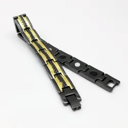 PulseraPulsera magnética Trendy negra / dorada - acero inoxidable - unisex - 2 piezas