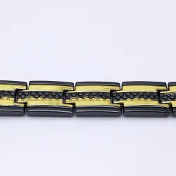 PulseraPulsera magnética Trendy negra / dorada - acero inoxidable - unisex - 2 piezas
