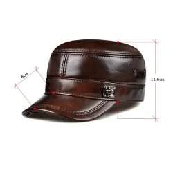 Flat baseball cap - with ear flaps - genuine leatherHats & Caps