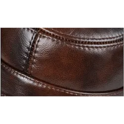Flat baseball cap - with ear flaps - genuine leatherHats & Caps