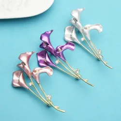 PulseraBroche elegante - lirio de 3 flores - con cristales