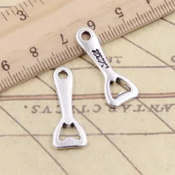 PulseraAbridor de botellas de cerveza - colgantes antiguos de plata - para hacer joyas - 20 piezas