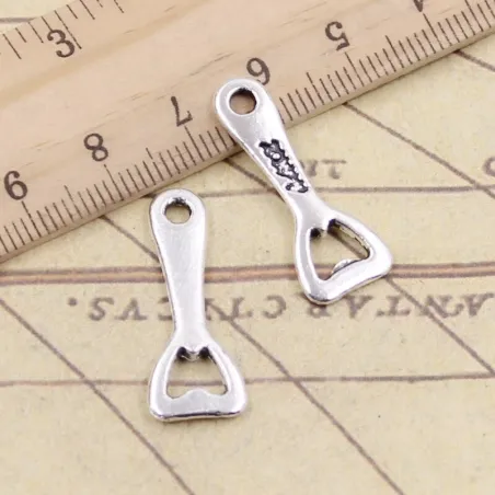 PulseraAbridor de botellas de cerveza - colgantes antiguos de plata - para hacer joyas - 20 piezas