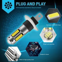 H1Faro de coche / luz de niebla - Bombilla LED - 6000K - H1 - H3 - H27/881 / H27/880 - 2 piezas