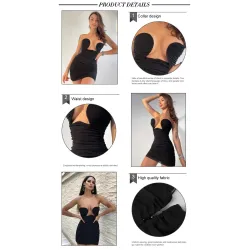 Sexy mini dress - strapless - sleeveless - draped designDresses