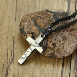 CollarColgante con cruz de camuflaje - collar de acero inoxidable