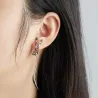 AretesPendientes colgantes elegantes - zorrito - esmalte negro - plata - oro - oro rosa