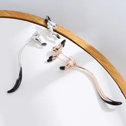 AretesPendientes colgantes elegantes - zorrito - esmalte negro - plata - oro - oro rosa