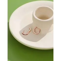 Elegant small hoop earrings - with cubic zirconia - 925 sterling silverEarrings