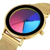 RelojesReloj de cuarzo creativo, esfera colorida, resistente al agua, acero inoxidable/correa de piel, unisex