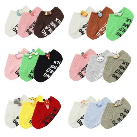 Baby cotton socks - non-slip - printed lettering - cartoon decorationClothes