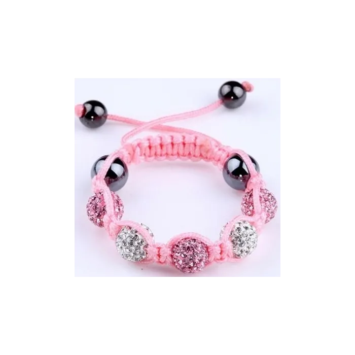 PulseraElegante pulsera con cuentas de cristal / negro - ajustable - 4 piezas