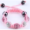 PulseraElegante pulsera con cuentas de cristal / negro - ajustable - 4 piezas