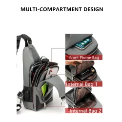MochilasLujoso bolso de pecho/bandolera - mochila - puerto de carga USB - resistente al agua - unisex