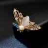 Fashionable gold brooch - with pearl bee & crystalsBrooches