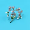 Fashionable resin brooch - green leaves / flowers / pearlsBrooches