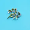 Fashionable resin brooch - green leaves / flowers / pearlsBrooches
