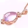 CollarElegante collar de oro rosa - colgante en forma de gota de agua - cristales - ópalo rosa