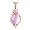 CollarElegante collar de oro rosa - colgante en forma de gota de agua - cristales - ópalo rosa