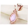 CollarElegante collar de oro rosa - colgante en forma de gota de agua - cristales - ópalo rosa