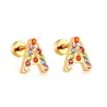 AretesElegantes aretes pequeños - con pedrería de colores - letras del alfabeto