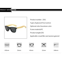 Stylish sunglasses - polarized - wooden frame - unisexSunglasses