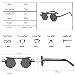 Fashionable small round sunglasses - gradient lens - double color - rivets - UV400Sunglasses