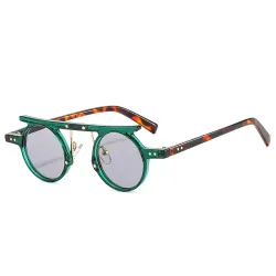 Fashionable small round sunglasses - gradient lens - double color - rivets - UV400Sunglasses