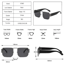 Gafas de solGafas de sol cuadradas retro - montura de metal - UV400