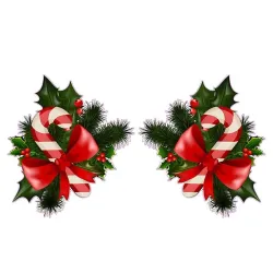 Pegatinas de paredBastón de caramelo navideño con muérdago - vinilo adhesivo para coche y pared - 13 * 7,2 cm