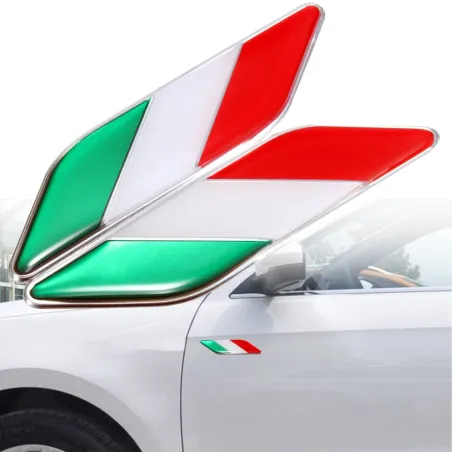 PegatinasBandera italiana 3D - insignia - emblema - pegatina para coche - Italia - 2 piezas