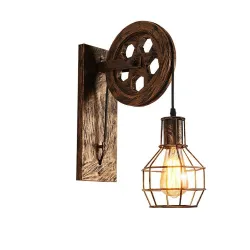 ApliquesAplique polea retro - lámpara de madera