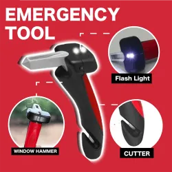 Accesorios de interiorManija de soporte de coche - manija de puerta de seguridad multifunción - martillo - rompe lunas - con LED