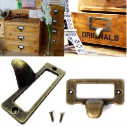MueblesTiradores para muebles - marco de etiquetas - cajón - armario - latón envejecido - 6 piezas