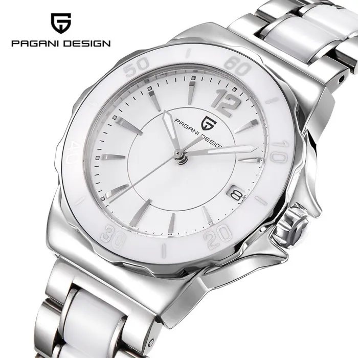 RelojesDISEÑO PAGANI - reloj de lujo para mujer - diamantes - brazalete de cerámica - resistente al agua