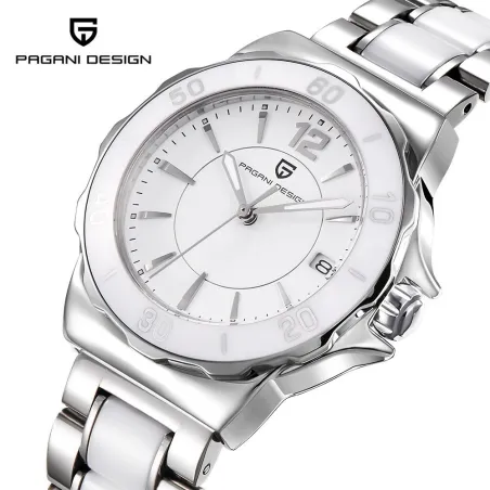 RelojesDISEÑO PAGANI - reloj de lujo para mujer - diamantes - brazalete de cerámica - resistente al agua
