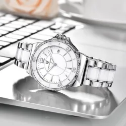 RelojesDISEÑO PAGANI - reloj de lujo para mujer - diamantes - brazalete de cerámica - resistente al agua