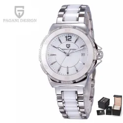 RelojesDISEÑO PAGANI - reloj de lujo para mujer - diamantes - brazalete de cerámica - resistente al agua
