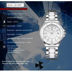 RelojesDISEÑO PAGANI - reloj de lujo para mujer - diamantes - brazalete de cerámica - resistente al agua
