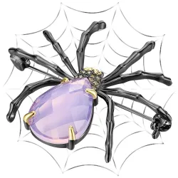 BrochesBroche elegante - araña negra - ópalo rosa