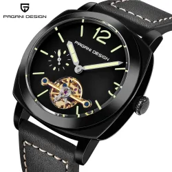 RelojesDISEÑO PAGANI - reloj automático / mecánico para hombre - punteros luminosos - correa de cuero - resistente al agua