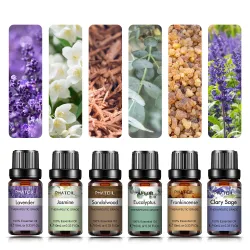 MasajeAceite esencial natural puro - aceite aromático - sándalo - incienso - salvia - lavanda - eucalipto - jazmín - 10ml - 1...