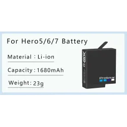 Batería y CargadoresBatería de iones de litio de 1680 mAh - con cargador - para GoPro Hero 5 / 6 / 7