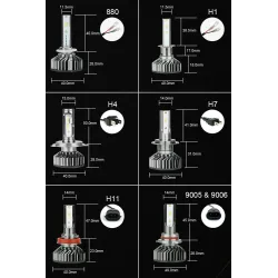 H1Luces LED Zdatt - H1 H4 H7 H8 H9 H11 HB3 9005 9006 - bombillas de coche - 12000LM 100W 6000K 12V